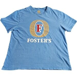 Lucky Brand Fosters Tshirt Large Blue Logo Y2K Beer Australia Barwear Casual